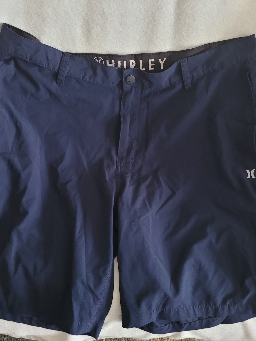 Hurley Navy and Black Swim Shorts with Branded Waistband